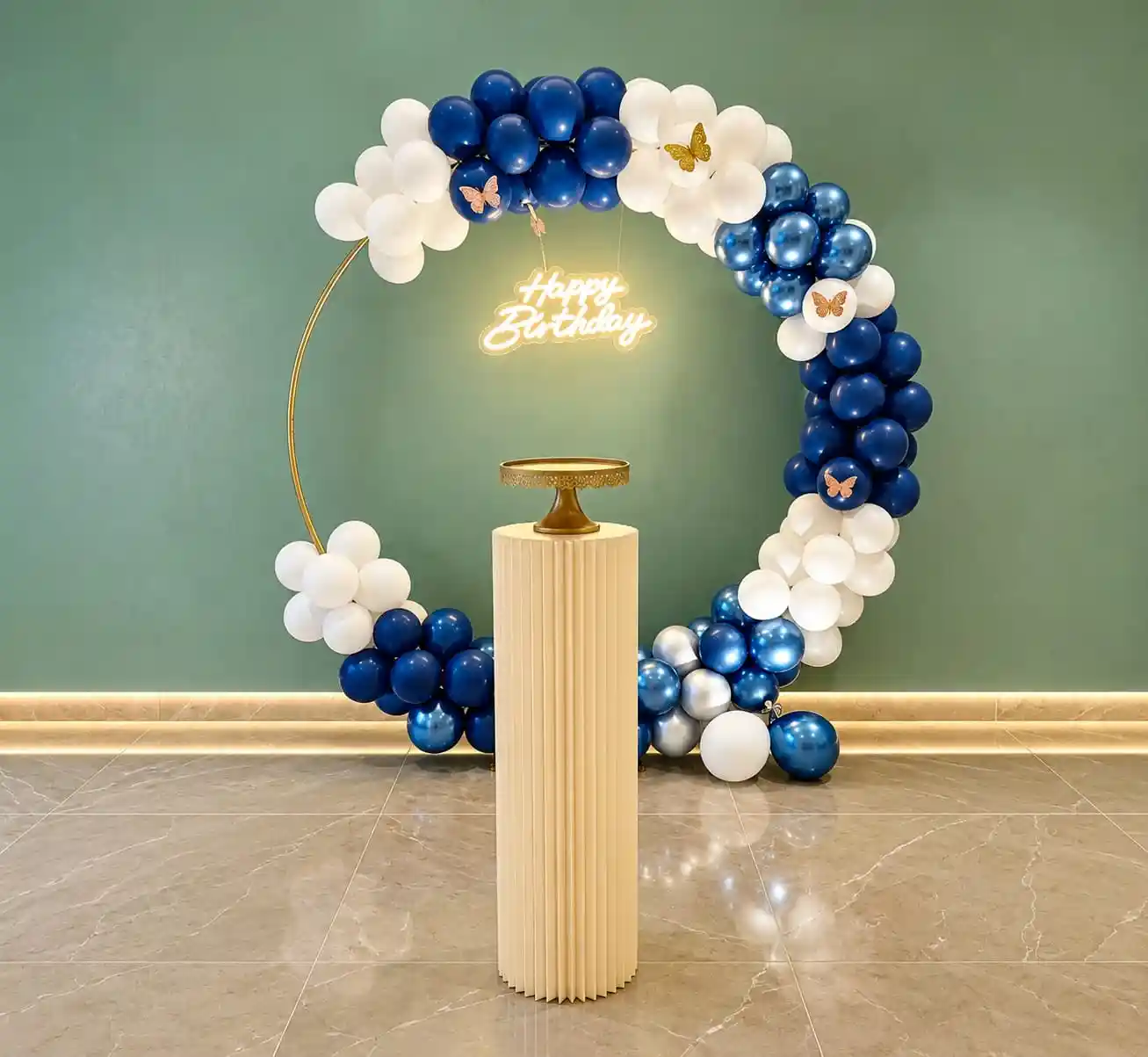 Blue and White Birthday Decor